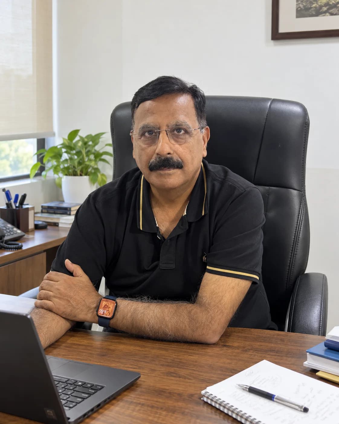 CA (Dr) Aman Saluja seated at his desk